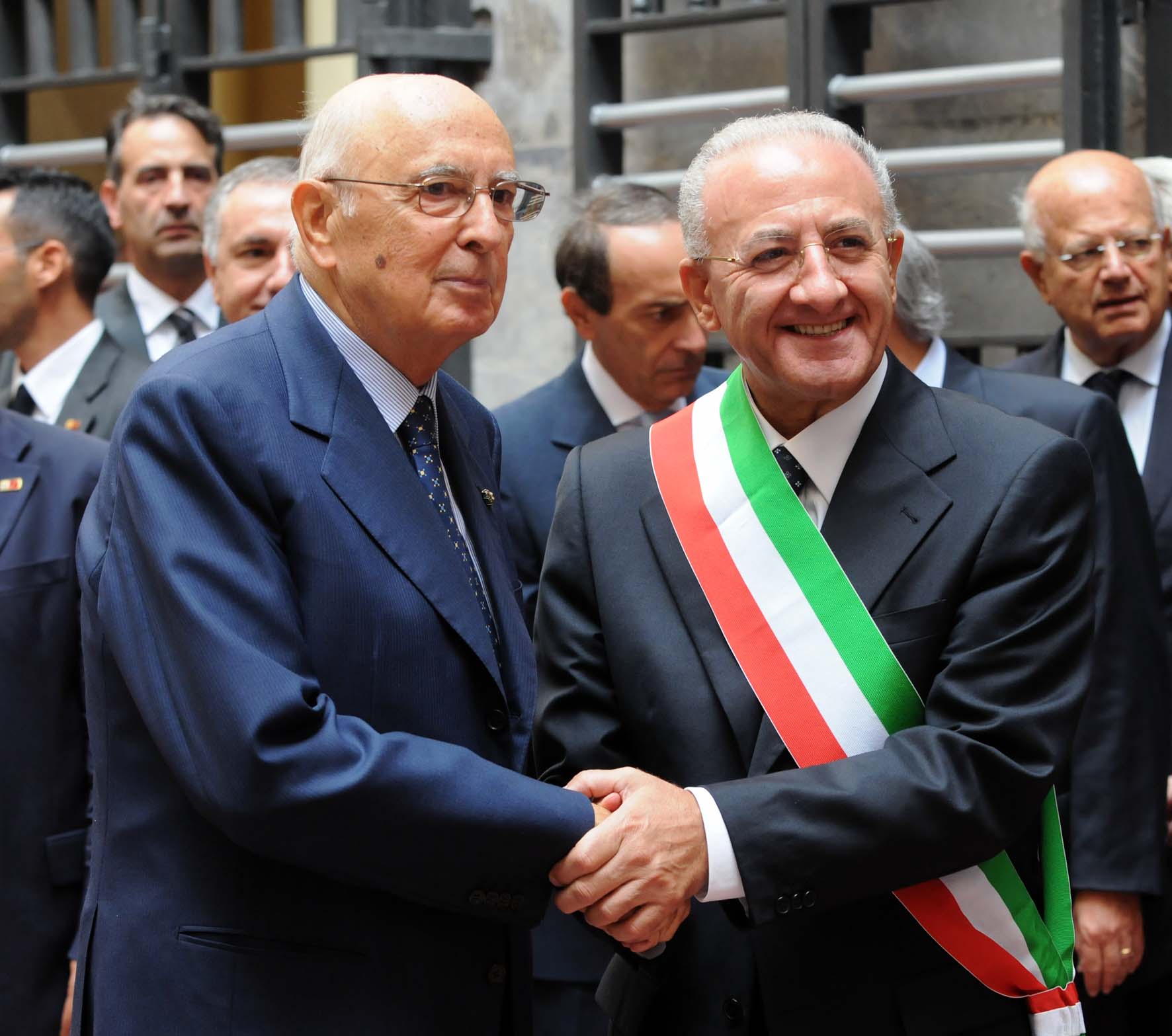   SALERNO saluta il Presidente della Repubblica GIORGIO NAPOLITANO. Martedi' 14 settembre 2010
