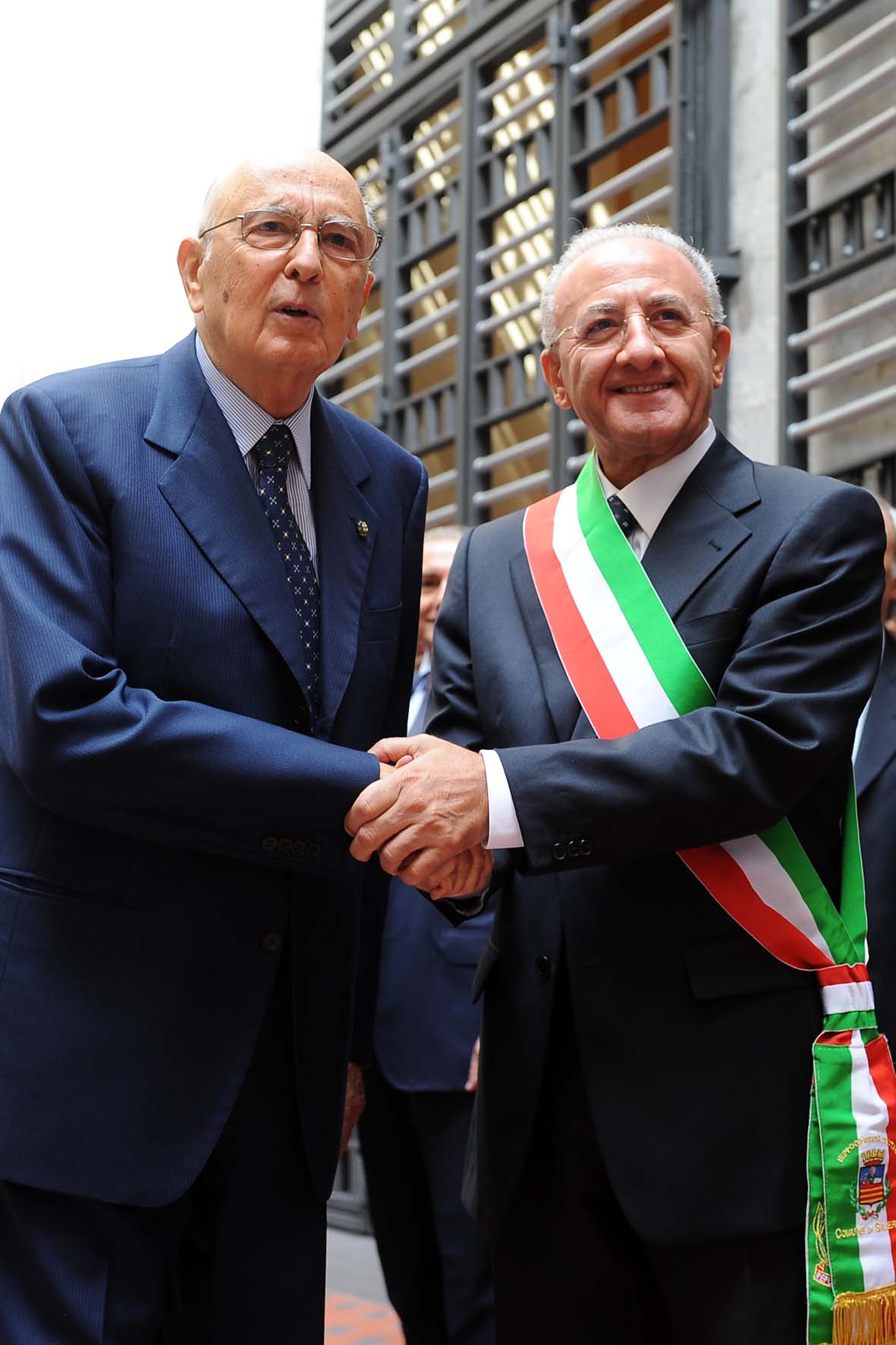   SALERNO saluta il Presidente della Repubblica GIORGIO NAPOLITANO. Martedi' 14 settembre 2010

