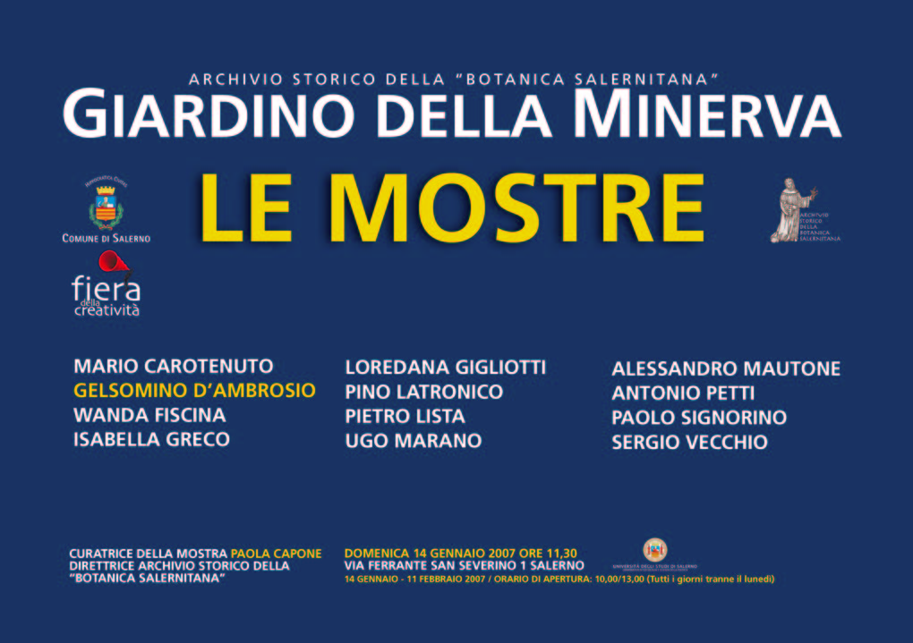   Locandina Mostre Giardini della Minerva
