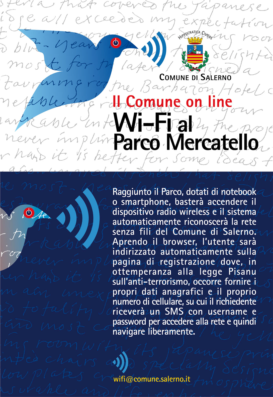   Il Comune on line Wi-fi al Parco del Mercatello, Salerno - Manifesto
