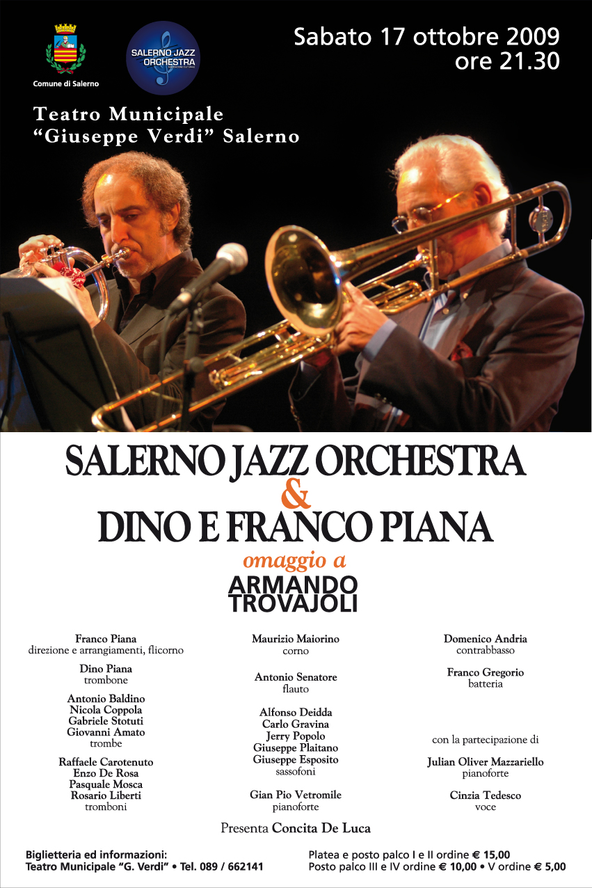   Salerno Jazz Orchestra, Omaggio a Trovajoli. Teatro Verdi, 17 ottobre 2009 ore 21,30
