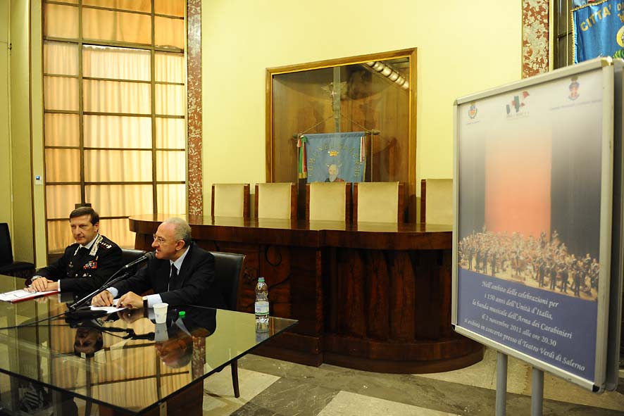   Presentato alla stampa il Concerto della banda musicale dell'Arma dei Carabinieri. Palazzo di Citta', 31 Ottobre 2011.
