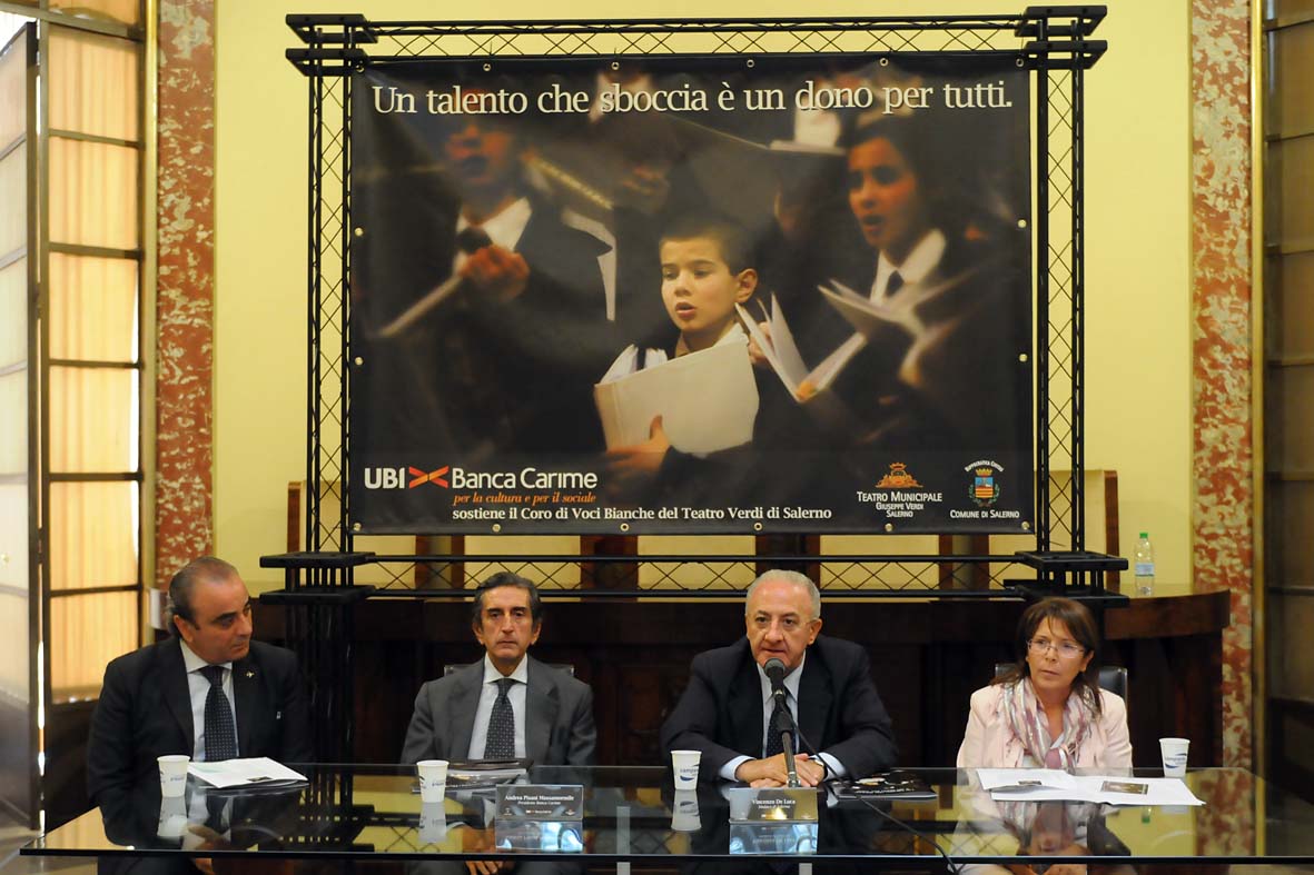   Una sinergia tra Comune e Banca Carime per la formazione di giovani talenti e la crescita artistica del Teatro Verdi. Salerno, 1 ottobre 2010
