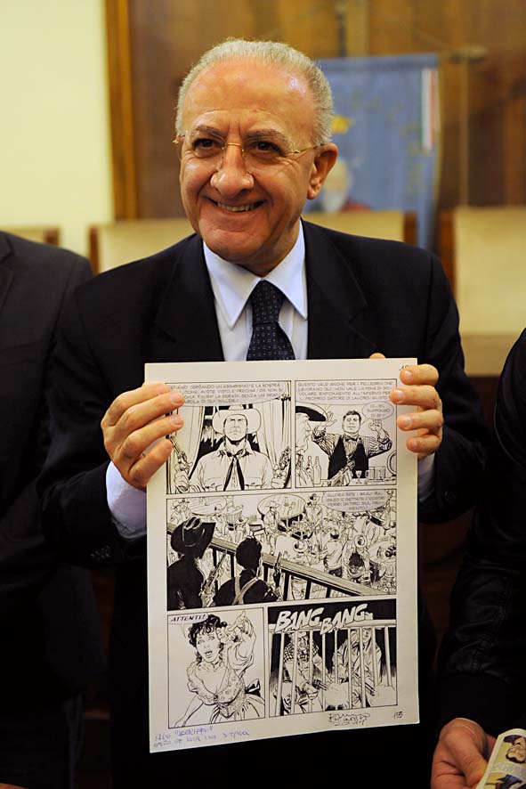   Con il Sindaco De Luca conferenza stampa di presentazione di Salerno Comicon. Salerno, 5 dicembre 2011.

