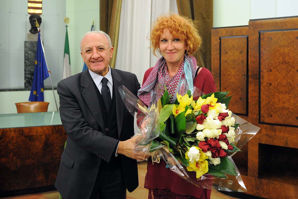   Incontro a Palazzo di Citt? tra Fiorella Mannoia e il Sindaco di Salerno De Luca 
