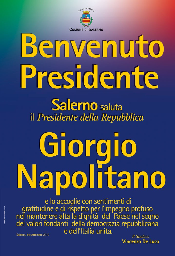   SALERNO saluta il Presidente della Repubblica GIORGIO NAPOLITANO. Martedi' 14 settembre 2010
