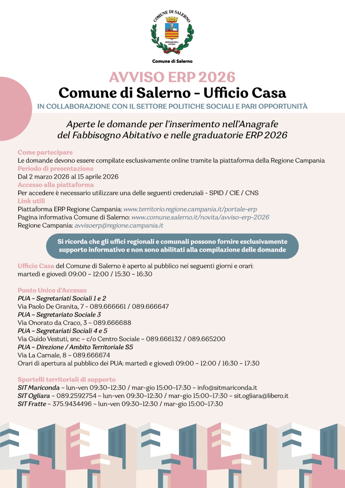 AVVISO ERP 2026 - COMUNE DI SALERNO - UFFICIO CASA