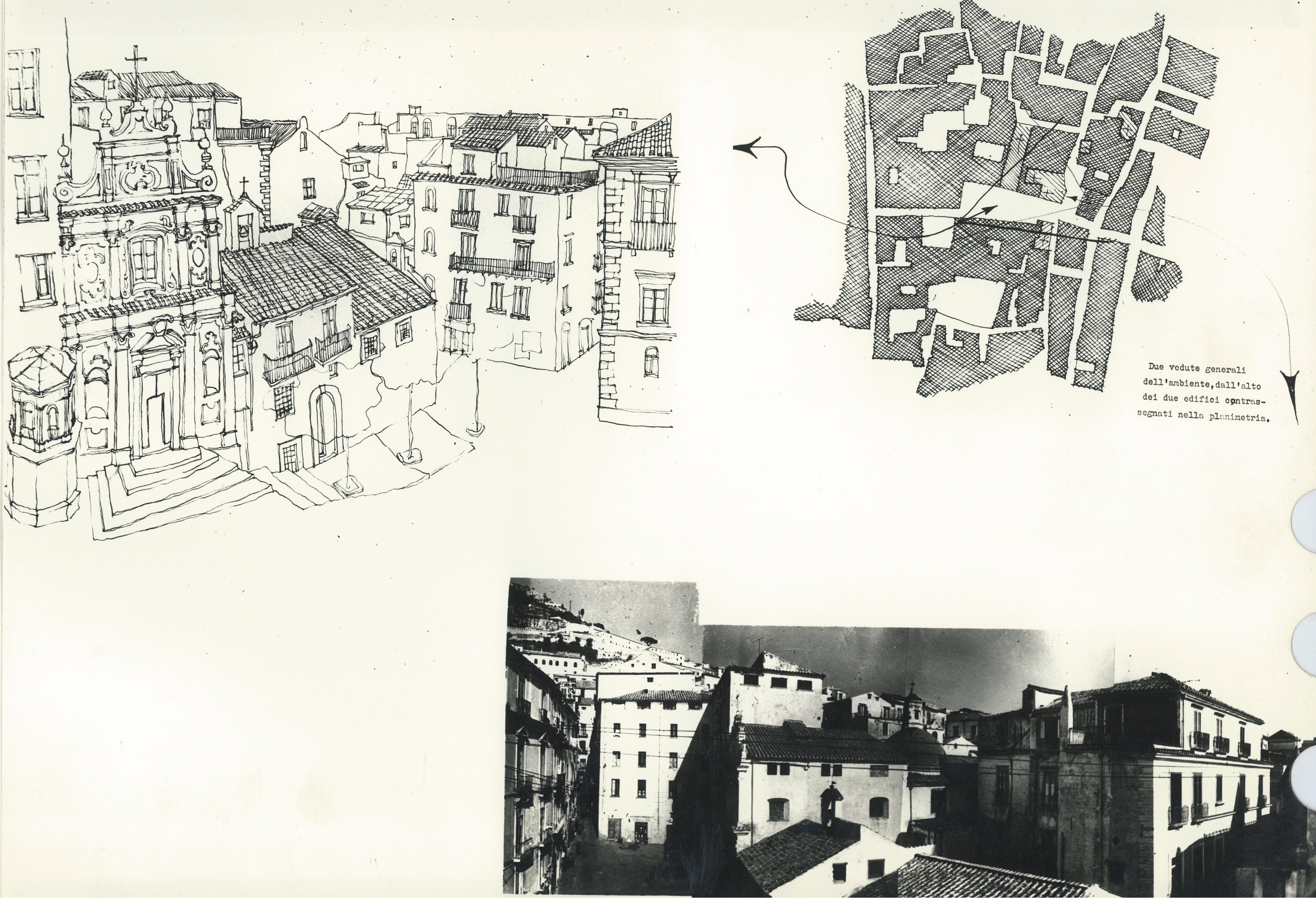 Due vedute generali dell’ambiente, dall’alto dei due edifici contrassegnati nella planimetria