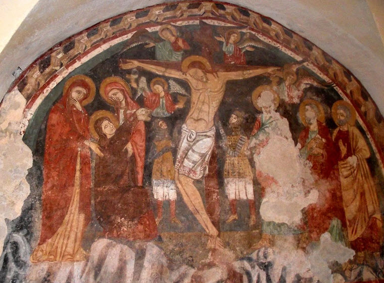 Affresco della Crocifissione, nella cripta